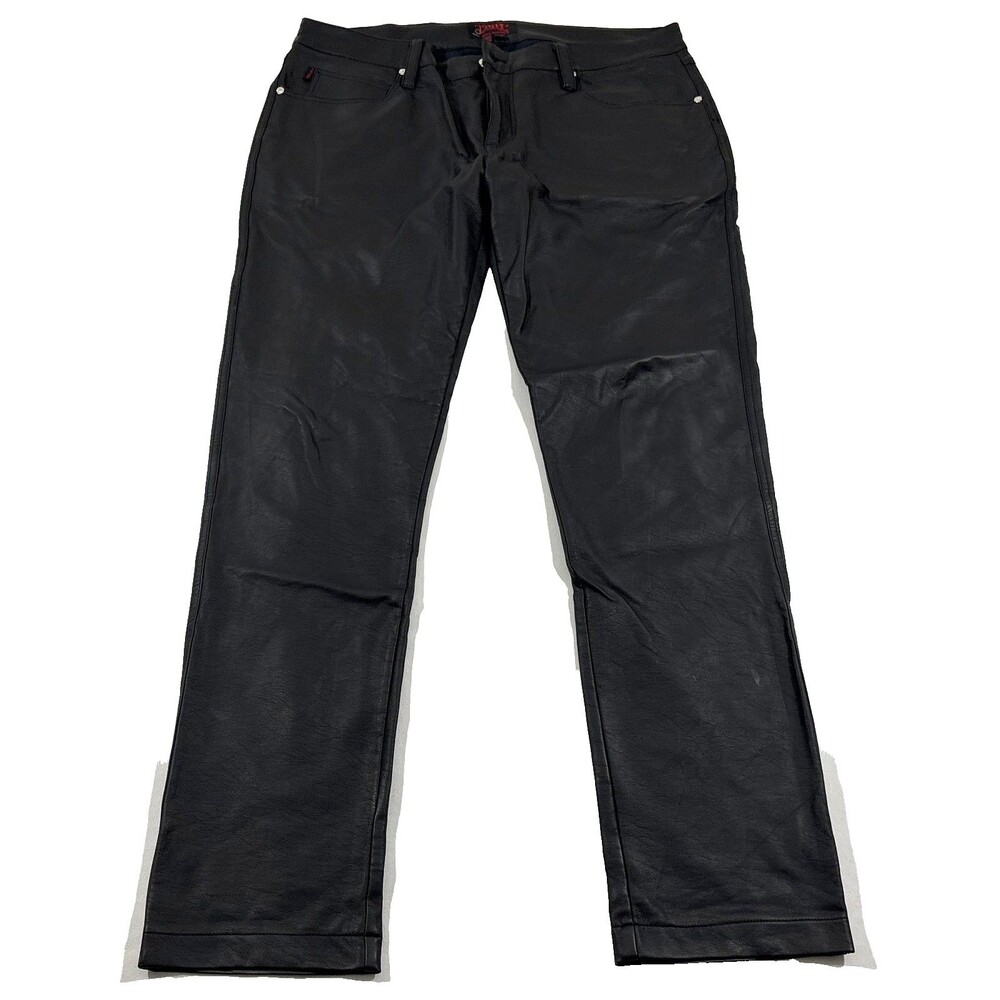 Tripp NYC Goth Punk Emo Faux Leather Slim Leg Pants Jeans Biker Sz 34 VX7281M